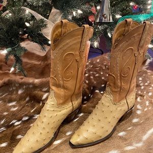 Lucchese Handmade Classic Blonde Full Quill Ostrich Boots Women’s Size 9B